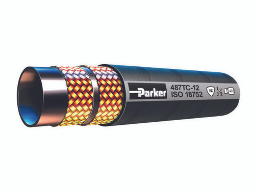 Parker 487TC-12-RL High Pressure Hydraulic Hose 3/4 ID 1-2 Steel Wire Braid Synthetic Tough Rubber Cover Black