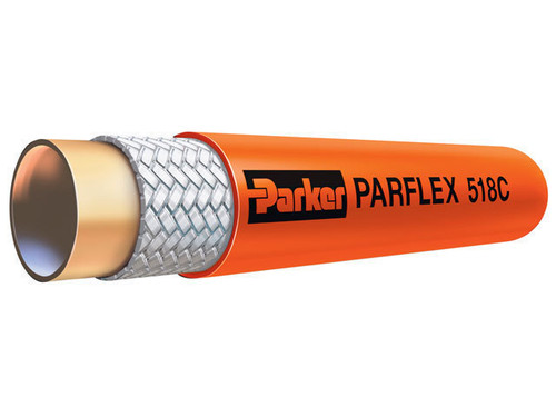 Parker 518C-3 Non-Conductive Hydraulic Hose 3/16 ID Single Fiber Braid Orange Synthetic PFX Blend Cover