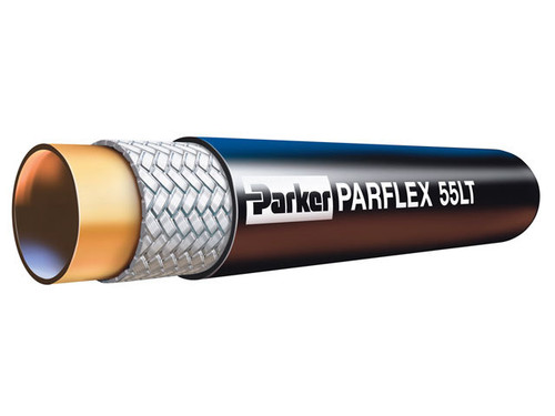 Parker 55LT-4 Low Temperature Hydraulic Hose 1/4 ID Single Fiber Braid Copolyester Cover Black