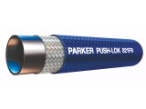 Parker 821FR-6-BLU-RL Push-Lok Low Pressure Multipurpose Hose 3/8 ID Single Fiber Braid Fire Resistant Rubber Cover Blue