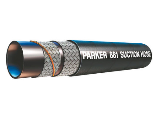 Parker 881-24 Low Pressure Hydraulic Suction and Return Line Hose 1-1/2 ID Multiple Fiber Spiral and Helical Wire Synthetic Rubber Cover Black