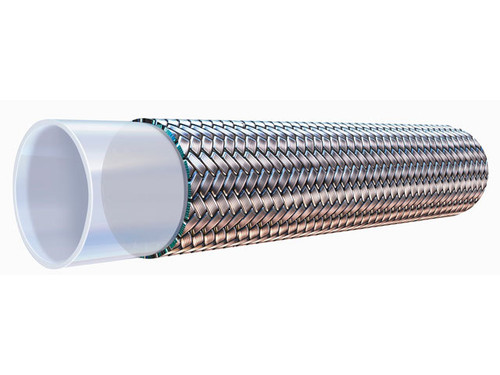 Parker 919-5 Smooth Bore PTFE Process Hose 1/4 ID Single 304 Stainless Steel Wire Braided Cover
