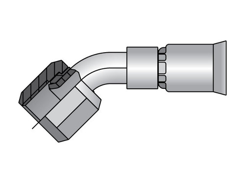Parker 13791N-8-8 Parkrimp 91N Series Permanent Female 1/2 JIC 37° Swivel Elbow 45° Short Drop X 1/2 Hose Steel