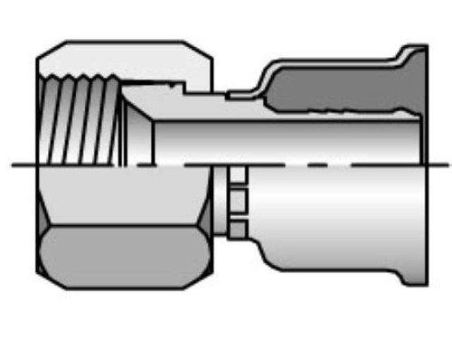 Parker 16826-8-8B Parkrimp 26 Series Permanent Female 1/2 JIC 37° SAE 45° Dual Flare Swivel Straight X 1/2 Hose Brass