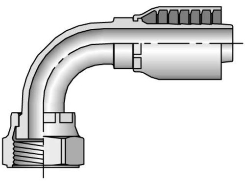 Parker 1J943-8-6 Parkrimp 43 Series Permanent Female 1/2 Seal-Lok Swivel Elbow 90° Short Drop X 3/8 Hose Steel