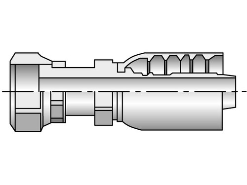 Parker 1JS77-8-8 Parkrimp 77 Series Permanent Female 1/2 Seal-Lok Swivel Straight Long X 1/2 Hose Steel