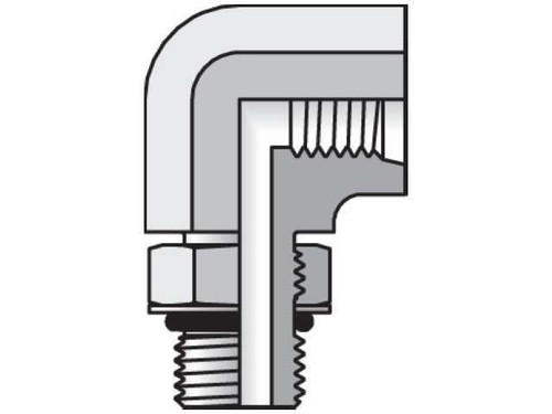 Parker 6 AOEG5-S 90° Straight Thread Elbow Male 6 SAE-ORB X Female 6 SAE-ORB Steel