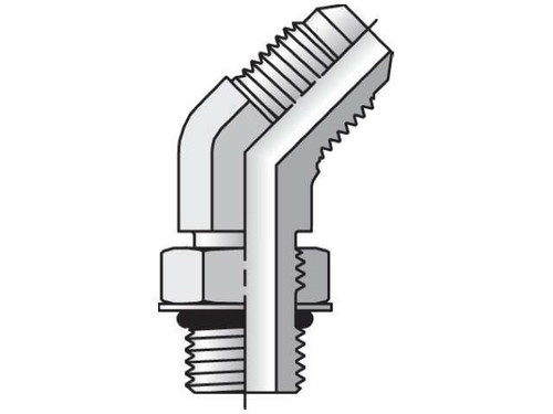 Parker 6 V5OX-S 45° Elbow 3/8 JIC X 6 SAE-ORB Male Steel
