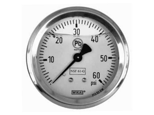 WIKA 9767088 Industrial Liquid-filled Pressure Gauge 2-1/2 Dial 200 PSI 1/4 NPT LM Stainless Steel Case