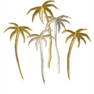 Golden//Silver,Black//White Coconut Grove Embroidery Iron On Applique Patch