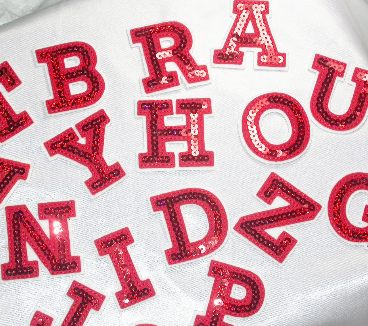 LETTERS Iron On Embroidered Applique Silver Sequin 2/" Letter /"O/"