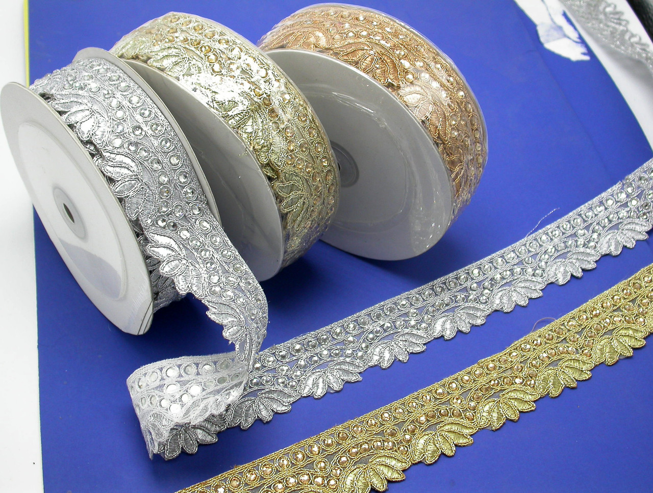 Metallic Beaded Trim 1 1/2" wide (40mm) *Colors* PATCHWORK PANDA LLC