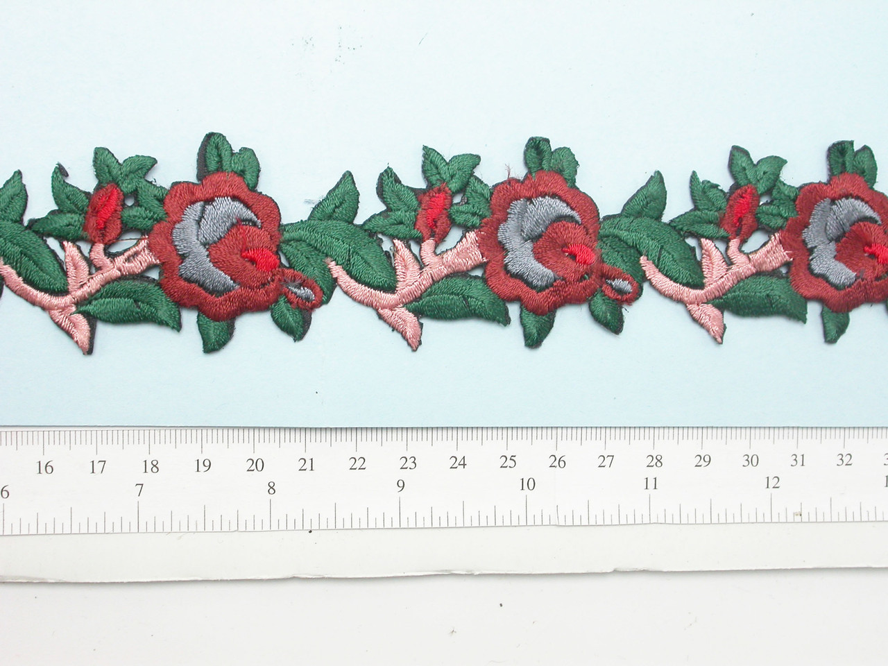 Embroidered Floral Vine Border 38mm 1 1/2" wide Priced Per Yard Iron On PATCHWORK PANDA LLC