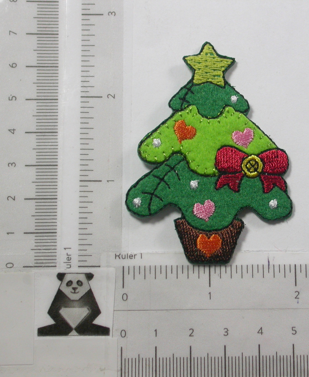 Iron On Patch Applique Christmas Tree with Bow PATCHWORK PANDA LLC