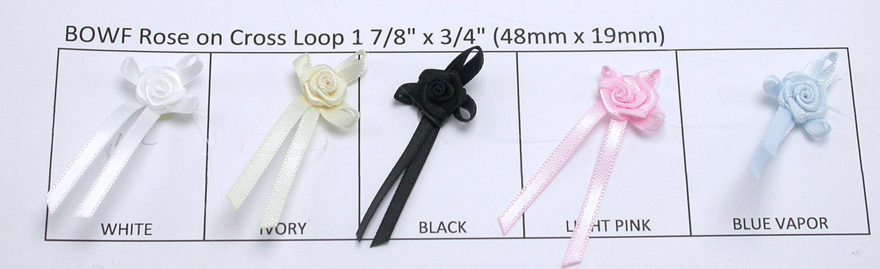 10 x Small Satin Ribbon Roses white