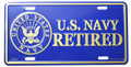US Navy Retired License Plate