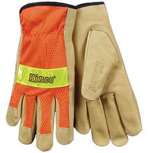 Kinco Safety Orange Mesh Back Pigskin Leather Driver Glove