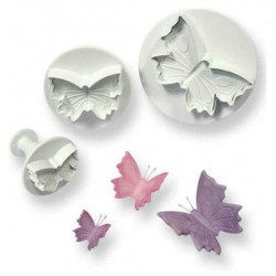 Exceptional life like butterfly cutters medium 60mm (2 ¼in). These fluttering delights come in a pack of 3 made of hard wearing plastic and are easy to wash. The cutters provided a fast fun decorative solution. Hygienically wrapped with high quality