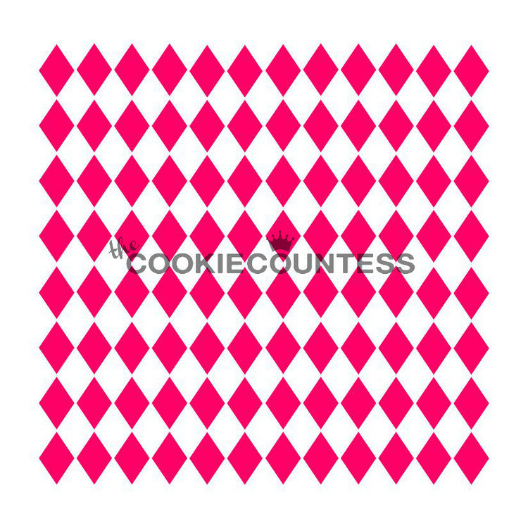 Overall stencil size approximately 5.5" x 5.5". PINK sections in image are the open sections. Stencils are 5mil Food Grade plastic, washable and reusable.