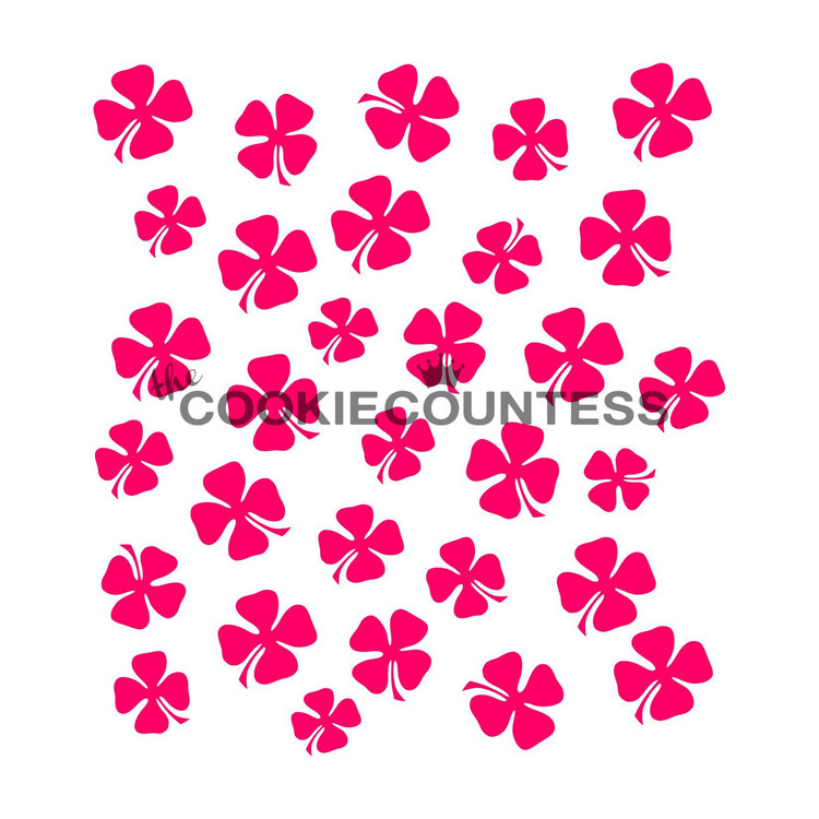 Overall stencil size approximately 5.5" x 5.5". PINK sections in image are the open sections. Stencils are 5mil Food Grade plastic, washable and reusable.