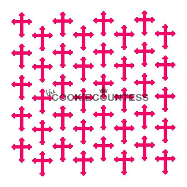 Overall stencil size is approximately 5.5" x 5.5". PINK sections in image are the open sections. Stencils are 5mil Food Grade plastic, washable and reusable.