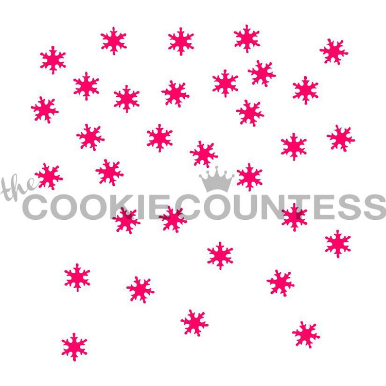 Overall stencil size is approximately 5.5" x 5.5". PINK sections in image are the open sections. Stencils are 5mil Food Grade plastic, washable and reusable.