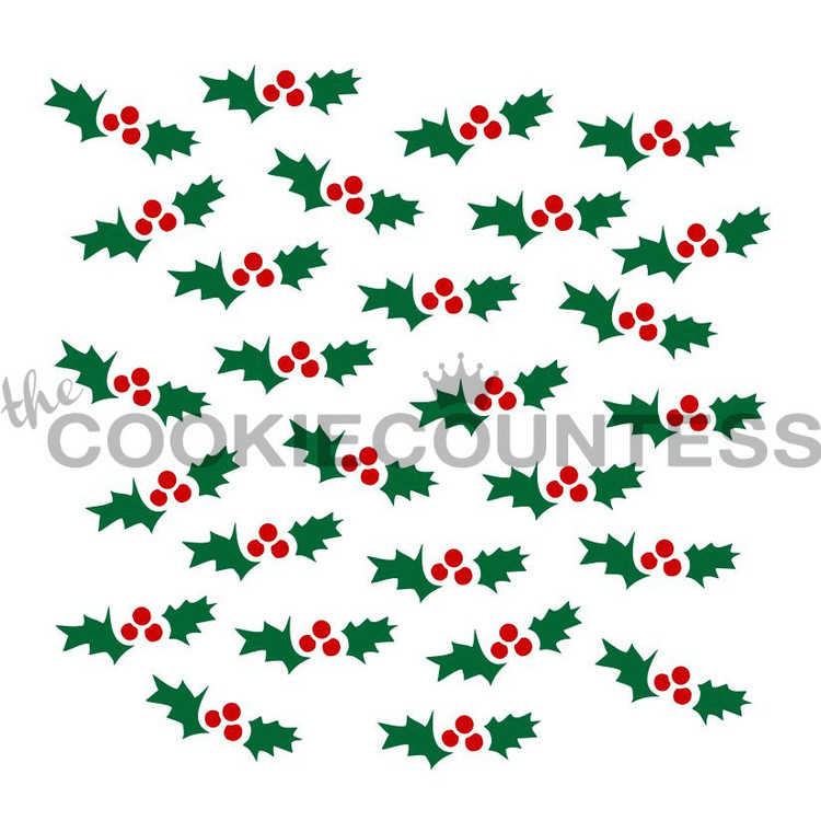 Overall stencil size is approximately 5.5" x 5.5". PINK sections in image are the open sections. Stencils are 5mil Food Grade plastic, washable and reusable.