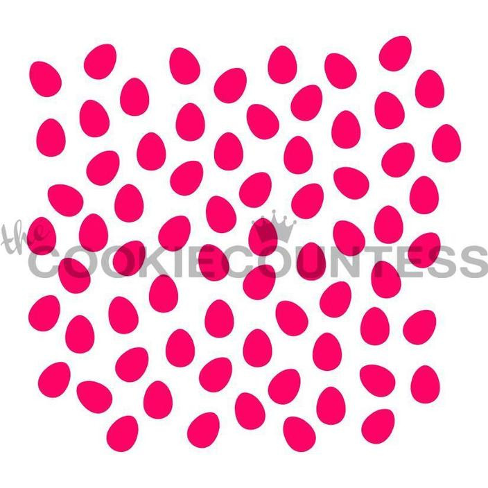 Mini Easter eggs stencil. Overall stencil size is approximately 5.5" x 5.5". PINK sections in image are the open sections. Stencils are 5mil Food Grade plastic, washable and reusable.