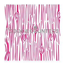 NEW Wood Grain stencil.  Overall size is approximately 5.5" x 5.5". PINK sections in image are the open sections. Stencils are 5mil Food Grade plastic, washable and reusable. Made in USA.