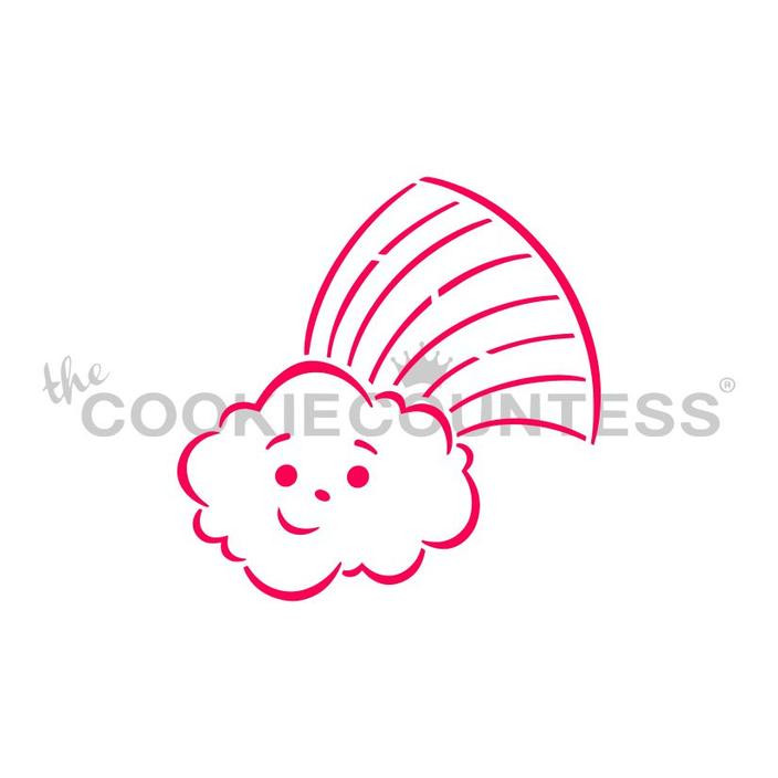 Designed by the talented Drawn with Character Rainbow Cloud stencil.  Design size is 2.99" x 3"  Use as a Paint your Own stencil, or as it's own design! Overall stencil size is approximately 5.5" x 5.5". PINK sections in image are the open sections. Stencils are 5mil Food Grade plastic, washable and reusable.