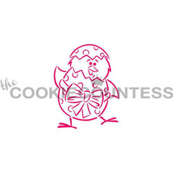 Designed by the talented Drawn with Character - Standing Chick and Egg stencil.  Design size is 2.5" x 2.85"  Use as a Paint your Own stencil, or as it's own design! Overall stencil size is approximately 5.5" x 5.5". PINK sections in image are the open sections. Stencils are 5mil Food Grade plastic, washable and reusable.