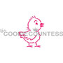 Whimsical Chick stencil.  Design size is 2.5" x 2.85"  Use as a Paint your Own stencil, or as it's own design! Overall stencil size is approximately 5.5" x 5.5". PINK sections in image are the open sections. Stencils are 5mil Food Grade plastic, washable and reusable.