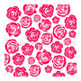 Rose Garden stencil. Overall stencil size is approximately 5.5" x 5.5". PINK sections in image are the open sections. Stencils are 5mil Food Grade plastic, washable and reusable.