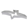 Tinplated steel cookie cutter.  Hand wash & dry thoroughly before storing.