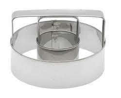 Tinplated steel cookie cutter.  Hand wash & dry thoroughly before storing.