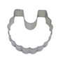 Tinplated steel cookie cutter.  Hand wash & dry thoroughly before storing.