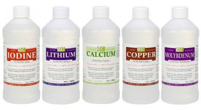 World Health 5 Bottle Starter Pak Iodine Lithium Calcium Copper And Molybdenum