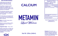 Metamin Calcium, Liquid Ionic Angstrom Minerals, availabile in 16, 32, and perhaps 128oz size