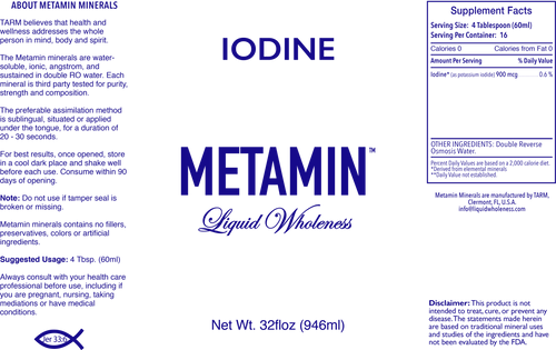 Metamin Iodine, Ionic Angstrom Liquid Minerals available in 16, 32 or 128 oz