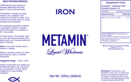 Metamin Iron, Ionic Angstrom Liquid Minerals available in 16, 32, or 128 oz sizes