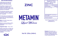 Metamin Zinc, Ionic Angstrom Liquid Minerals (available in 16, 32, or 128 oz sizes)