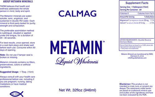 Metamin CalMag Formula, Ionic Angstrom Liquid Minerals, available in multiple sizes