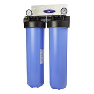 CQ WHOLE HOUSE INLINE 7 STAGE WATER FILTRATION SYSTEM (CITY OR WELL WATER) IN A COMPACT MID-SIZE 20 X 5", 160K GALLONS CAPACITY