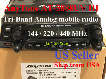 AnyTone AT-5888UV III Tri-Band Analog 144/220/440 MHz Mobile Radio