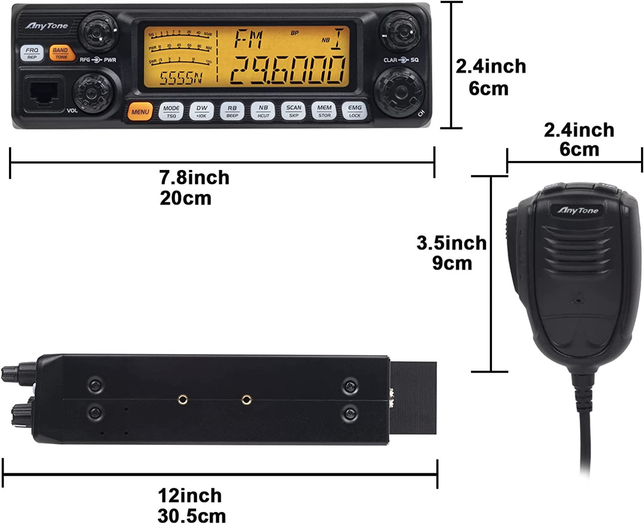 AnyTone AT-5555N II Upgraded 10 Meter CB Radio, with AM, FM,SSB, PEP,CTCSS/ DCS Function, Up to 60W High Power