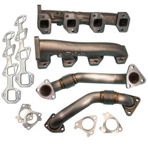 PPE 116111100 COMPOUND TURBO (ROUND PIPE) RACE HIGH-FLOW EXHAUST MANIFOLDS W/ UP-PIPES - GM 6.6L DURAMAX 2001-2016 