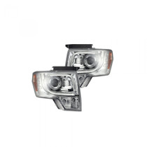 RECON 264273CLC PROJECTOR HEADLIGHTS LED TURN SIGNALS CLEAR/CHROME 13-14 FORD F150 & RAPTOR 