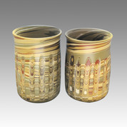 Couple Yunomi Vertical cutting - Tokoname Pottery Tea Cup : 2yunomi - Japanese casual ceramic - Set Image