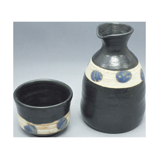 Sake Bottle & 2 Cup Set - Konsei - Japanese Tokoname-yaki pottery ceramic