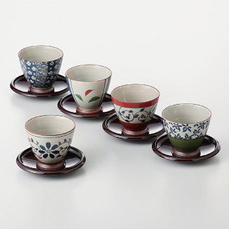 [VALUE] Senchawan 5 teacups & saucers set w box - Japanese Aritayaki Porcelain